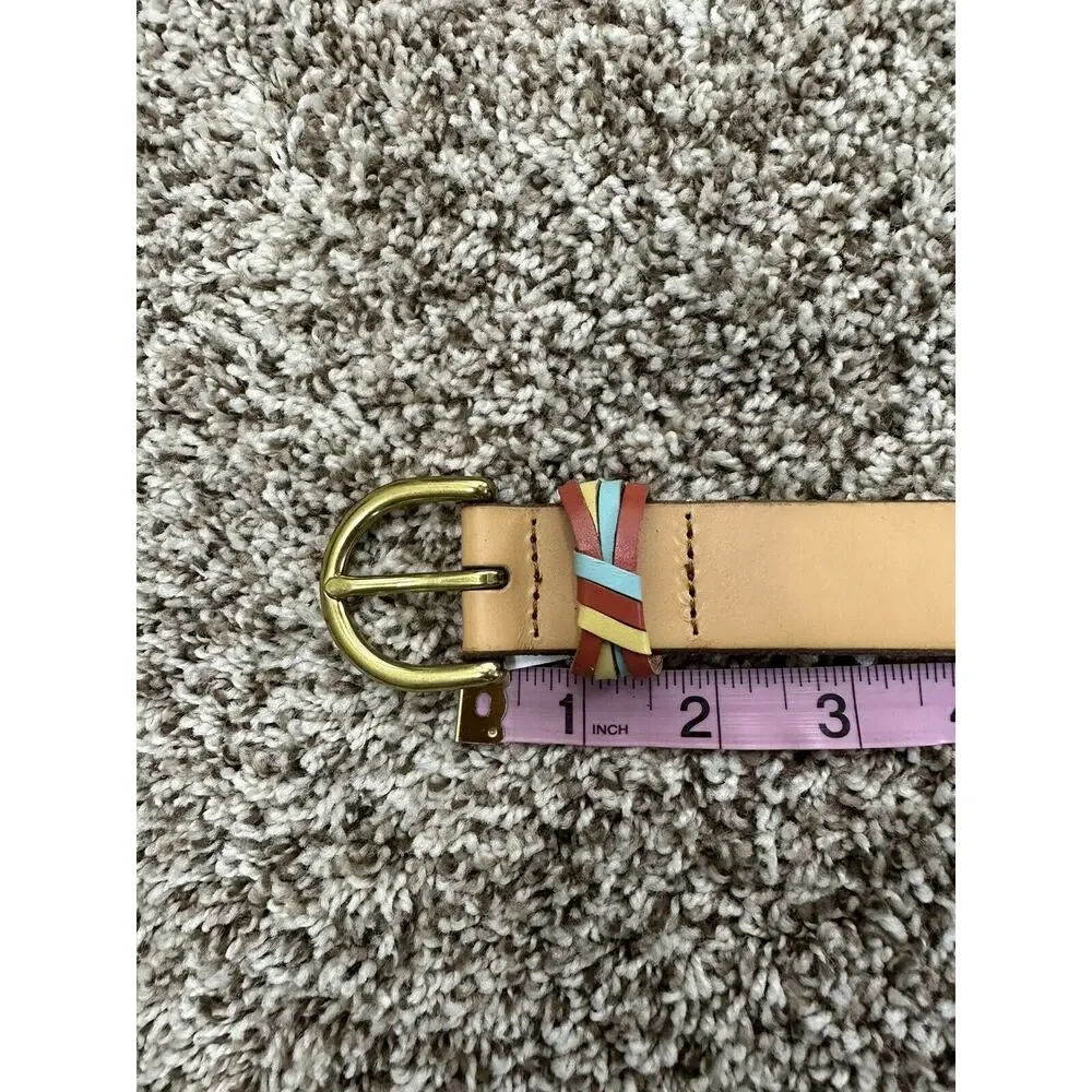 Fossil Womens Belt Vintage Genuine Leather Multicolor Knotted Keeper Belt Size L